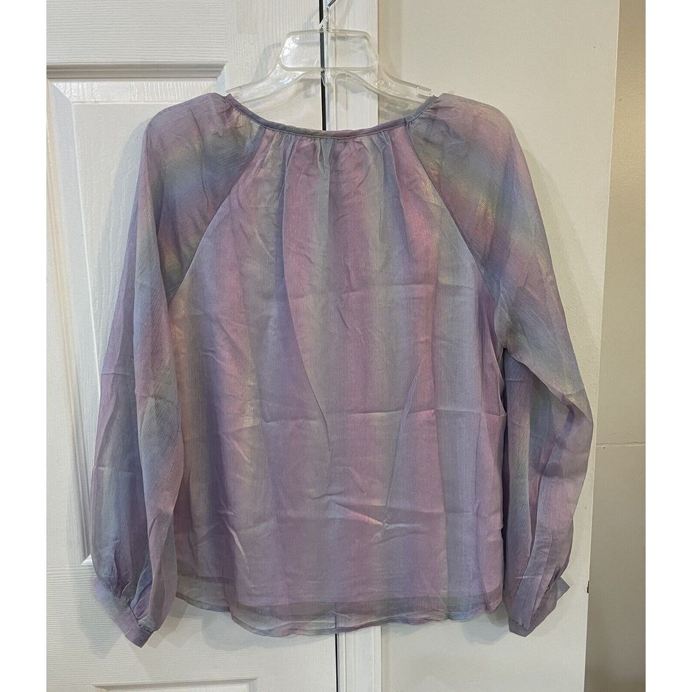 Andree By Unit Women's  Long‎ Sleeve Sheer Rainbow Shirt W/lining Size S NWT - Picture 2 of 4